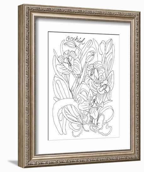 Botanical Orchid BW for Coloring-Cyndi Lou-Framed Giclee Print