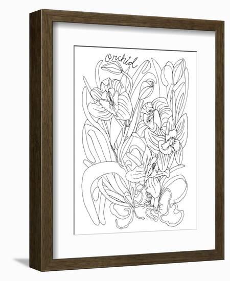 Botanical Orchid BW for Coloring-Cyndi Lou-Framed Giclee Print