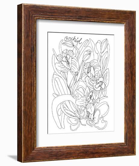 Botanical Orchid BW for Coloring-Cyndi Lou-Framed Giclee Print