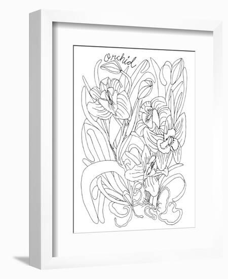 Botanical Orchid BW for Coloring-Cyndi Lou-Framed Giclee Print