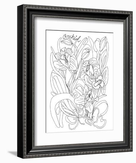 Botanical Orchid BW for Coloring-Cyndi Lou-Framed Giclee Print