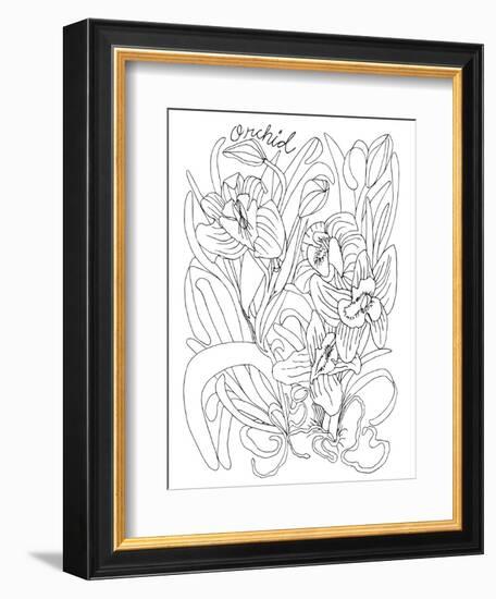 Botanical Orchid BW for Coloring-Cyndi Lou-Framed Giclee Print