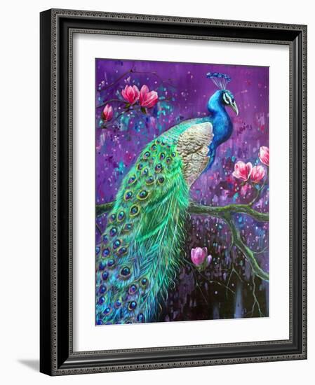 Botanical Peacock 1-Lena Navarro-Framed Art Print