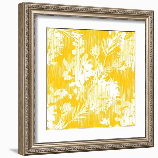 Botanical Silhouette Pattern Seamless Vector Background Tile-stuckmotion-Framed Art Print