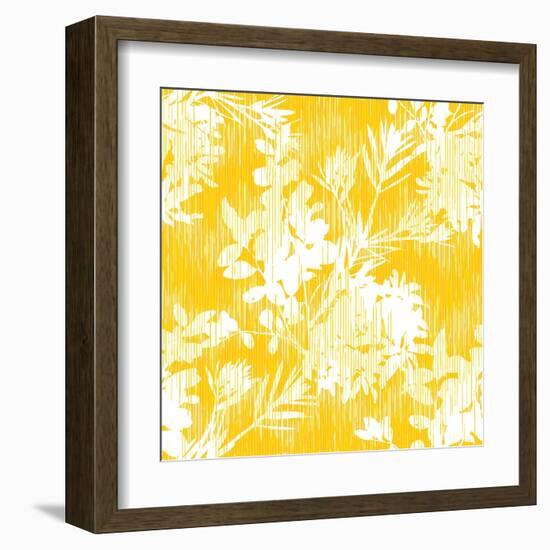 Botanical Silhouette Pattern Seamless Vector Background Tile-stuckmotion-Framed Art Print