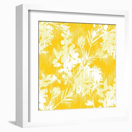 Botanical Silhouette Pattern Seamless Vector Background Tile-stuckmotion-Framed Art Print