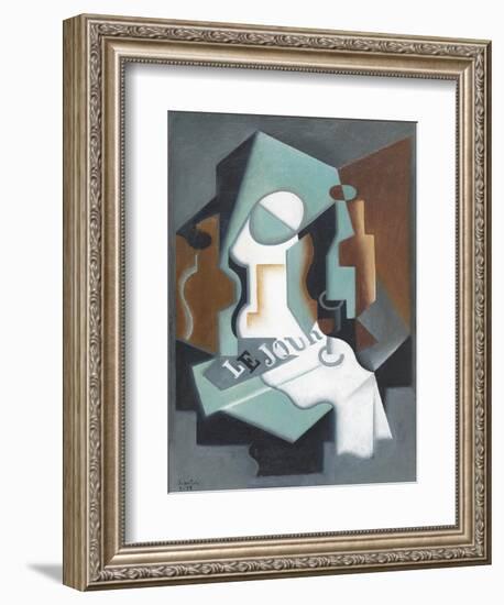 Bottle and Fruit Dish-Juan Gris-Framed Art Print