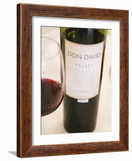 Bottle and Glass of Don David Malbec, Restaurant in Sheraton Hotel, Bodega El Esteco Mendoza-Per Karlsson-Framed Photographic Print