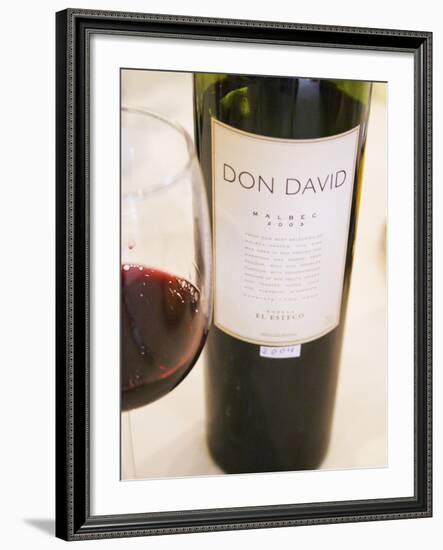 Bottle and Glass of Don David Malbec, Restaurant in Sheraton Hotel, Bodega El Esteco Mendoza-Per Karlsson-Framed Photographic Print