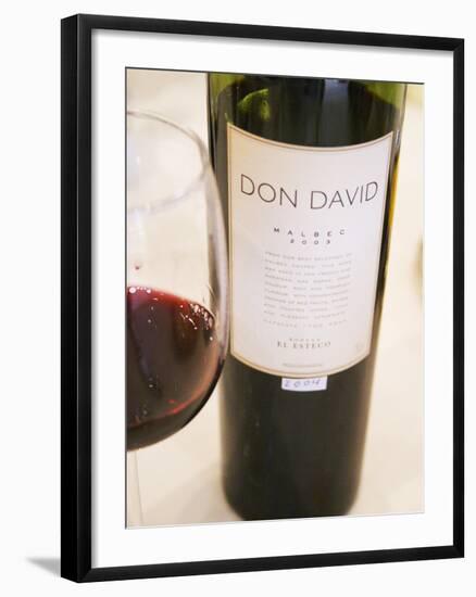 Bottle and Glass of Don David Malbec, Restaurant in Sheraton Hotel, Bodega El Esteco Mendoza-Per Karlsson-Framed Photographic Print