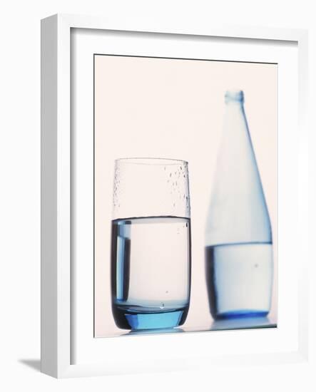 Bottle and glass of water-null-Framed Photographic Print