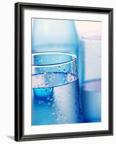 Bottle and glasses of water-null-Framed Photographic Print