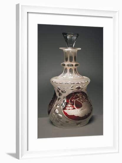 Bottle Decorated with Allegories, 1840, Crystal Glass Encased Acid-Etched Opaline Glass-null-Framed Giclee Print