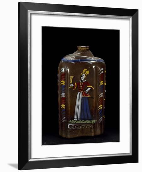 Bottle Decorated with Polychrome Figure, White Glass Italy-null-Framed Giclee Print