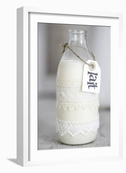 Bottle of Milk with 'lait' Sign-Tom Quartermaine-Framed Giclee Print