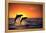 Bottlenosed Dolphins Leaping at Sunset-DLILLC-Framed Premier Image Canvas