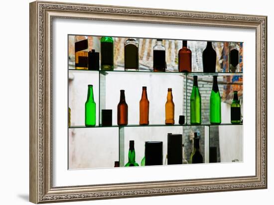 Bottles Displayed at Foreigner Bar, Old Town, Dali, Yunnan Province, China-null-Framed Photographic Print