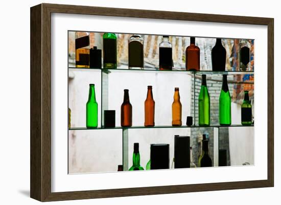 Bottles Displayed at Foreigner Bar, Old Town, Dali, Yunnan Province, China-null-Framed Photographic Print