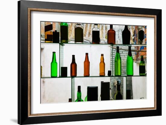 Bottles Displayed at Foreigner Bar, Old Town, Dali, Yunnan Province, China-null-Framed Photographic Print