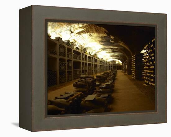 Bottles in the Treasure Chamber, Maison Louis Jadot, Beaune, Cote d'Or, Burgundy, France-Per Karlsson-Framed Premier Image Canvas