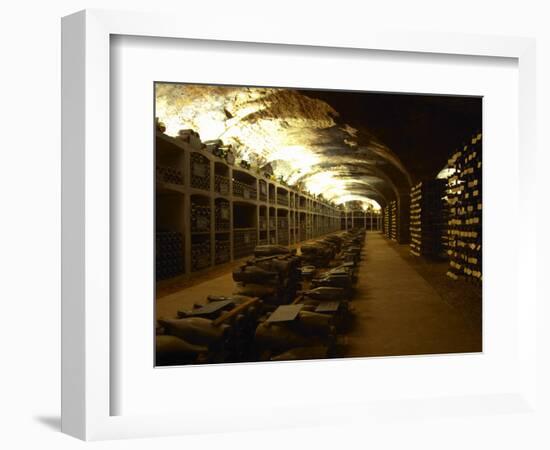 Bottles in the Treasure Chamber, Maison Louis Jadot, Beaune, Cote d'Or, Burgundy, France-Per Karlsson-Framed Photographic Print