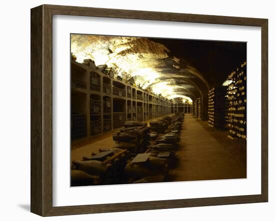 Bottles in the Treasure Chamber, Maison Louis Jadot, Beaune, Cote d'Or, Burgundy, France-Per Karlsson-Framed Photographic Print