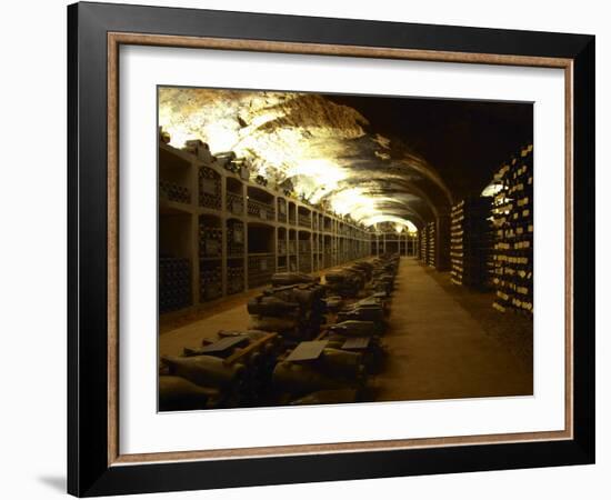 Bottles in the Treasure Chamber, Maison Louis Jadot, Beaune, Cote d'Or, Burgundy, France-Per Karlsson-Framed Photographic Print