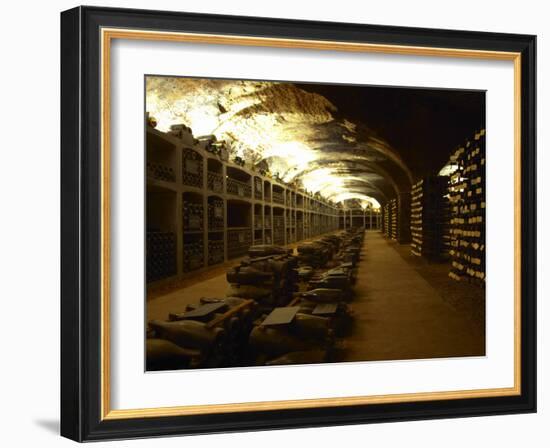 Bottles in the Treasure Chamber, Maison Louis Jadot, Beaune, Cote d'Or, Burgundy, France-Per Karlsson-Framed Photographic Print