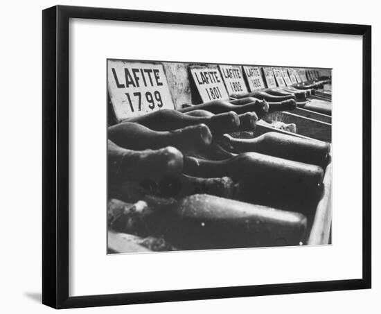 Bottles of Lafite Wines, Now Museum Pieces in French Wine Cellar-Carlo Bavagnoli-Framed Premium Photographic Print