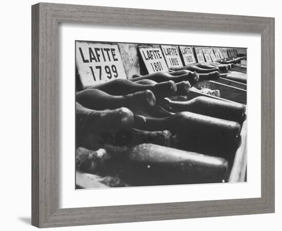 Bottles of Lafite Wines, Now Museum Pieces in French Wine Cellar-Carlo Bavagnoli-Framed Photographic Print