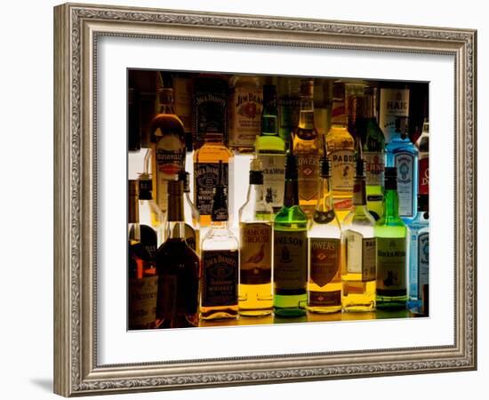 Bottles of Liquor, De Luan's Bar, Ballydowane, County Waterford, Ireland-null-Framed Photographic Print