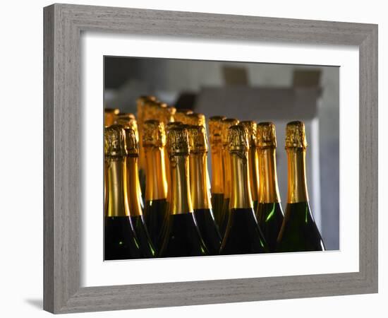 Bottles of Sparkling Wine, Bodega Carlos Pizzorno Winery, Canelon Chico, Canelones, Uruguay-Per Karlsson-Framed Photographic Print