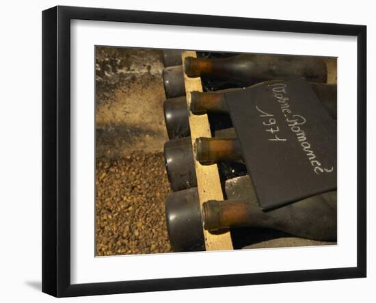 Bottles of Vosne Romanee, Burgundy Wine, Maison Louis Jadot, Beaune, Cote d'Or, Bourgogne, France-Per Karlsson-Framed Photographic Print