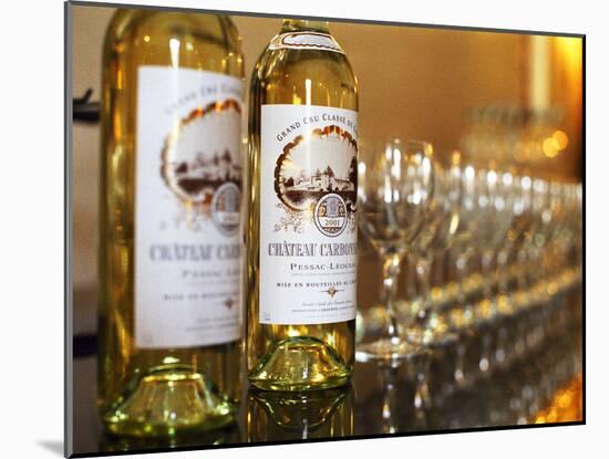 Bottles of White Wine Choteau, Leognan, Gironde, France-Per Karlsson-Mounted Photographic Print