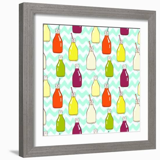 Bottles Pattern-TashaNatasha-Framed Art Print