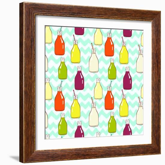 Bottles Pattern-TashaNatasha-Framed Art Print