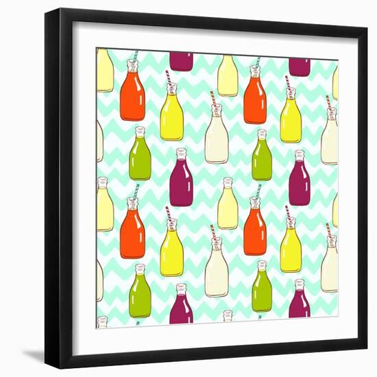 Bottles Pattern-TashaNatasha-Framed Art Print