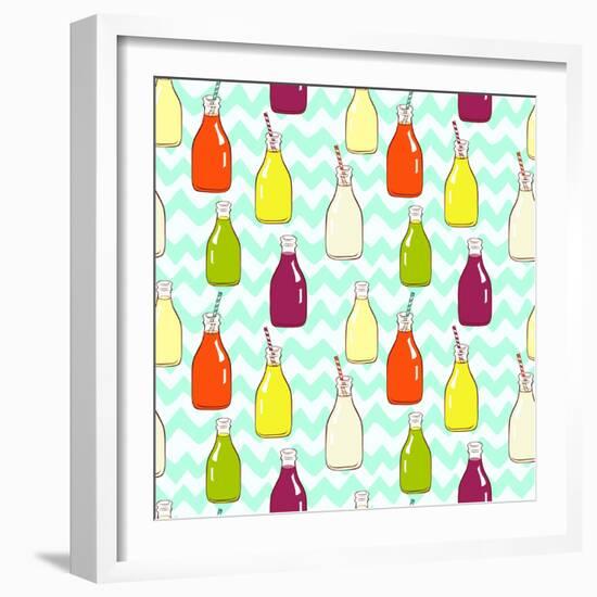 Bottles Pattern-TashaNatasha-Framed Art Print