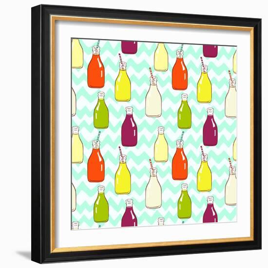 Bottles Pattern-TashaNatasha-Framed Art Print