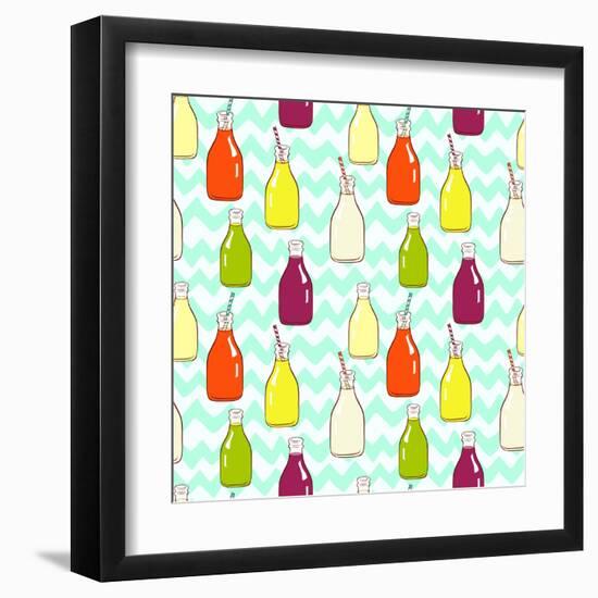 Bottles Pattern-TashaNatasha-Framed Art Print