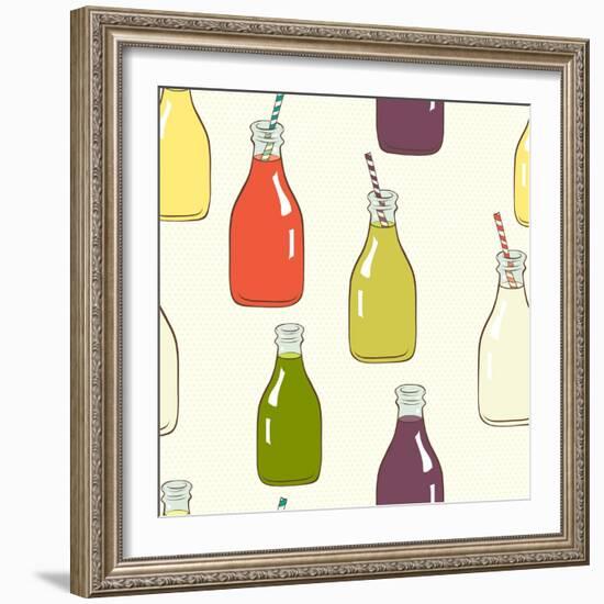 Bottles Pattern-TashaNatasha-Framed Art Print