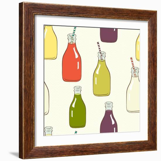 Bottles Pattern-TashaNatasha-Framed Art Print