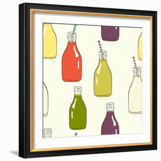 Bottles Pattern-TashaNatasha-Framed Art Print