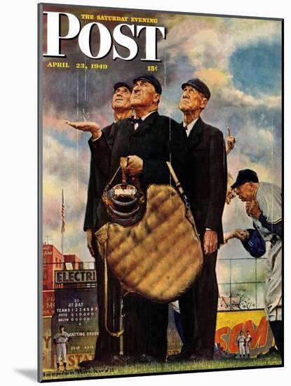 "Bottom of the Sixth"  (Three Umpires) Saturday Evening Post Cover, April 23,1949-Norman Rockwell-Mounted Giclee Print