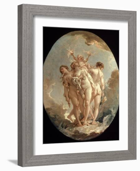 Boucher: Three Graces, 18 C-Francois Boucher-Framed Giclee Print