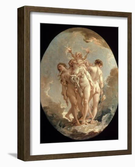 Boucher: Three Graces, 18 C-Francois Boucher-Framed Giclee Print