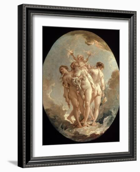 Boucher: Three Graces, 18 C-Francois Boucher-Framed Giclee Print