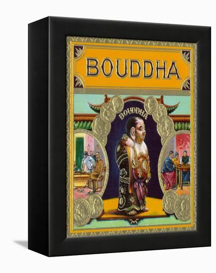 Bouddha Brand Cigar Outer Box Label, Misspelling of Buddha-Lantern Press-Framed Stretched Canvas