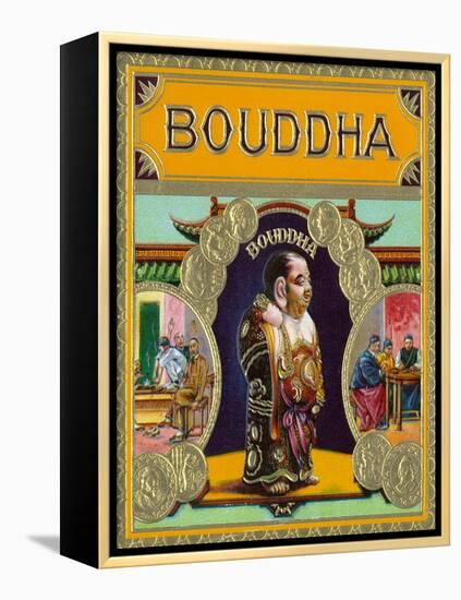 Bouddha Brand Cigar Outer Box Label, Misspelling of Buddha-Lantern Press-Framed Stretched Canvas