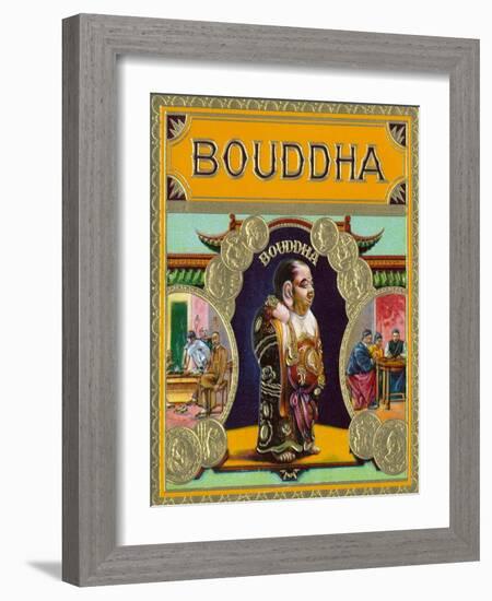 Bouddha Brand Cigar Outer Box Label, Misspelling of Buddha-Lantern Press-Framed Art Print